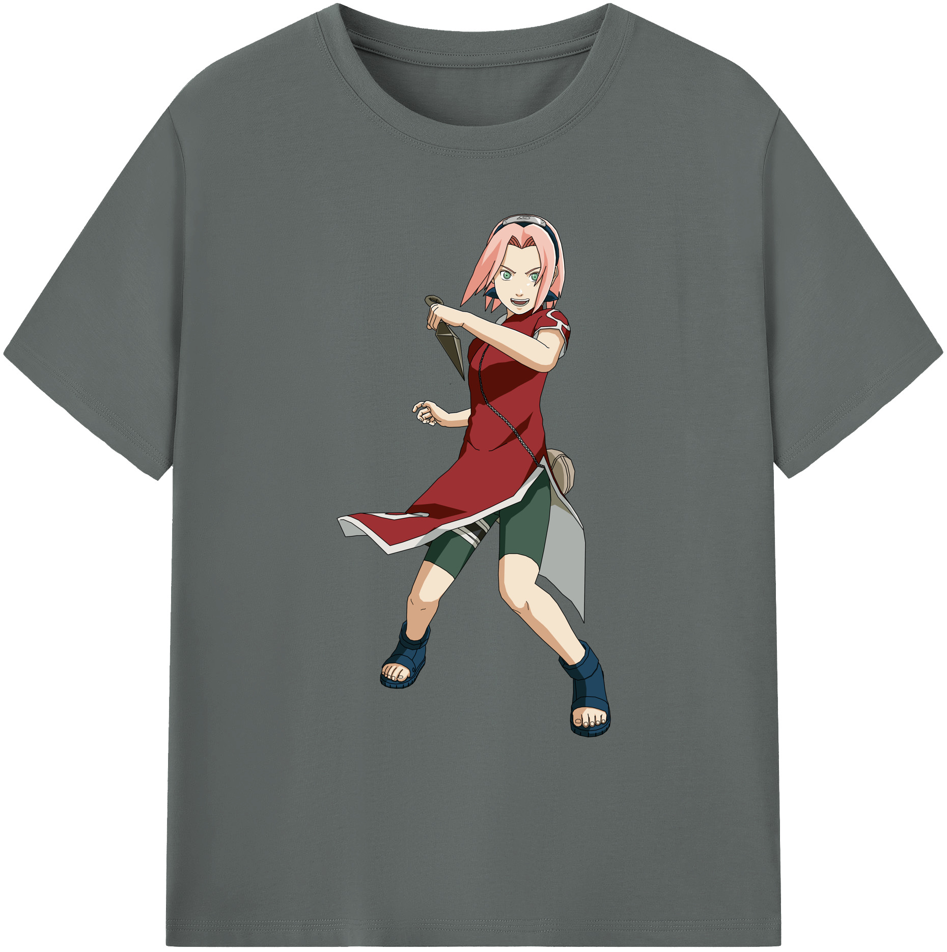 （画像用） NARUTO -ナルト- 春野サクラ Haruno Sakura 綿100％ メンズ半袖Tシャツ｜肌触りやわらか＆通気性